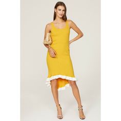 Yellow knit (60% Polyester, 40% Viscose). Sheath. Sleeveless. Scoop neck. Pull on. 37" from shoulder to hemline. Imported. Yellow Knit Dress, Knitted Bodycon Dress, Yellow Knit, Rent The Runway, Closet Designs, Yellow Dress, Knit Dress, Scoop Neck, Bodycon Dress