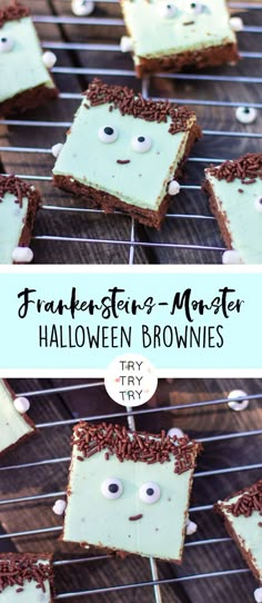 halloween brownies with chocolate sprinkles and eyes on them