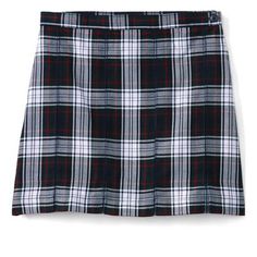 Classic pleats in a comfortable, drapey design that’s made with our easy-care fabric blend, resisting wrinkles and fading so she looks and feels great all school day long. Plaid Skirted Skort For School, Preppy Plaid Cotton Skirt, Fall Skirted Skort For School, Fitted Plaid Skort For School, Plaid Pleated Cotton Skort, Plaid Skort For School, School Tennis Skirt For Fall, Preppy Lined Mini Skirt For School, School Plaid Cotton Skirt