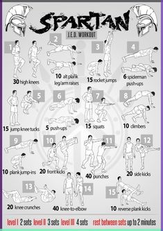 the spartan workout poster shows how to do it in 3 minutes or less, with instructions for