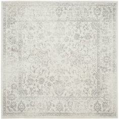 an area rug with grey and white colors