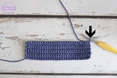 the crochet pattern is being used to make an ear warmer for someone who's knitting