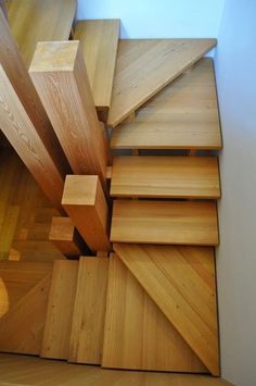 the stairs are made out of wood