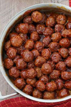 the meatballs are cooked and ready to be eaten in the pot on the table