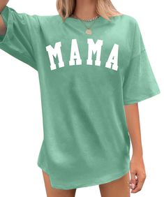 PRICES MAY VARY. MATERIAL: This mama shirt for women is made of cotton blend, soft, comfortable and you will feel comfortable because it is friendly to your skin. It's stretchable, soft and lightweight, provide you a pleasing wearing experience. FEATURES: This oversize mom shirt is just what you need! Comfy and cozy with a little extra room. Fashion in my mama era letter print, classic mama shirts, cute mom short sleeve shirt, mothers day mama gift, short sleeve mama tshirt, crewneck mama shirts Shirts Trendy, Mama Tshirts, Trendy Mom, Tshirt Fashion, Mama Shirts, Short Sleeve Tops, Oversized Style, Female Friends, Casual Summer Shirts