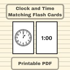 a clock and time matching flash cards