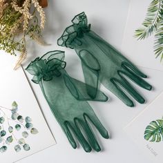 Party Etiquette, Tulle Gloves, Green Gloves, Green Sheets, Green Tulle, Gloves Fashion, Formal Gloves, Green Accessories