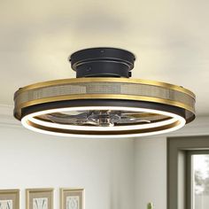 a modern ceiling light in a living room