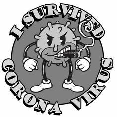 the logo for survive corona, with an angry cartoon character holding a microphone