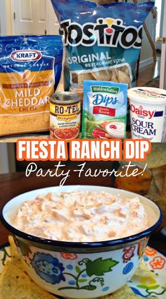 Fiesta Ranch Dip Ranch Appetizers, Fiesta Ranch Dip, Dip Appetizers, Dip Party, Party Crowd, Easy Dip, Shredded Cheddar Cheese, Ranch Dip, Dip Recipes Easy