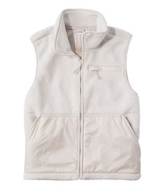 Our best-value performance fleece vest - incredibly cozy, slightly oversized for easy layering, made in a midweight fabric for just-right warmth from season to season. Falls at hip. Relaxed Fit: Our most generous fit sits farthest from the body. 100% recycled polyester sherpa fleece. Machine wash and dry. Zippered chest pocket. Interior cinch at bottom hem for a just-right fit. Two drop-in hand pockets with woven overlay. Imported. Fit: Relaxed Fit | Women's Mountainside Fleece Vest, Polyester F Cute Vest, Vests For Women, Fleece Vest Women, Western Sweaters, Cute Summer Shirts, Sherpa Vest, Weighted Vest, Winter Vest, White Fleece