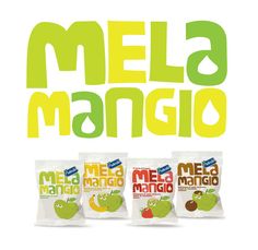 three bags of mela mango are shown with the words mela mango above them