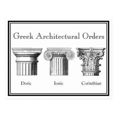 three greek architectural orders are shown in black and white, with the words greek architectural orders below them