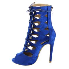 Elevate your summer style with these striking Cobalt Blue Shoes. Crafted from premium vegan suede, these lace-up stiletto heel boots boast a vibrant color, intricate hollow-out design, and adjustable fit. Perfect for those seeking a bold and chic addition to their seasonal wardrobe. Handcrafted US sizing. Fits true to size. Heel Height: 4.72" / 120 mm approx Product measurements were taken using size 8. Please note that measurements may vary by size. Vibrant Cobalt Blue Color: Eye-catching and bold, these boots feature a striking cobalt blue hue, perfect for making a statement. Vegan Suede Material: Crafted from high-quality vegan suede, these boots offer a luxurious feel without compromising on ethics. Lace-up Closure: With a lace-up design, these boots ensure a secure and adjustable fit, Luxury Blue Leather Lace-up Shoes, Blue Lace-up Heels With Synthetic Material, Cobalt Blue Shoes, Blue Lace-up Boots With Reinforced Heel, Blue Ankle-high Boots With Leather Sole, Chic Blue Ankle-high Heeled Boots, Stiletto Heel Boots, Heeled Lace Up Boots, Pencil Heels