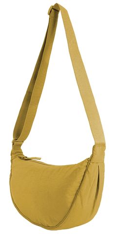 a small yellow bag with straps hanging from it's shoulder and the bottom part of its