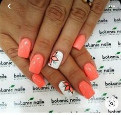 Uñas Color Coral, Coral Nails With Design, Elegant Manicure, Coral Nails, Summer Acrylic Nails, Short Acrylic Nails Designs, Beach Nails, Dipped Nails