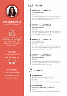 a professional resume with red and black accents