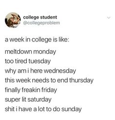 a tweet with the words college student on it