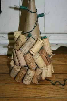 a wine cork tree made out of wine corks