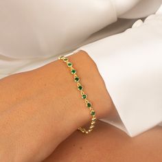 New in! Green round cut stone tennis bracelet handcrafted from 925 silver and zirconia stones. All of our products are carefully packaged. keep them in a box or separately in a plastic bag. so that sterling silver does not oxidize. you can clean the products with a soft polishing cloth. Avoid Chemicals. Gold Bracelet With Stones, Brand Magazine, Zodiac Gifts, Artisan Gift, Zodiac Jewelry, Tennis Bracelet, Handmade Artisan, In A Box, Inspirational Gifts