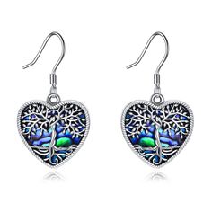 PRICES MAY VARY. 🌲 ❤️ Design:Tree of life symbol of good luck,health,growth and strength.The heart tree of life earrings inlaid with colourful abalone shell,mysterious, elegant and charming 🌲 ❤️ Material: 925 sterling silver tree of life earrings, hypoallergenic,tarnish resistant,nickel-free,lead-free,cadmium-free,suitable for long-term wear,especially sensitive skin women. 🌲 ❤️ Tree of life dangle earrings :0.66*1.22 inch.Packaged in an elegant gifts box,Perfect for Giving or Safekeeping. 🌲 Women Tree, Tree Of Life Symbol, Tree Of Life Earrings, Gifts Box, Abalone Earrings, Tree Of Life Jewelry, Earrings Hypoallergenic, Life Symbol, Silver Tree