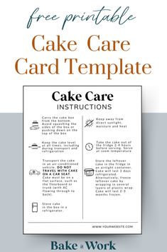 a cake card template with instructions to make it look like an instruction for the cake