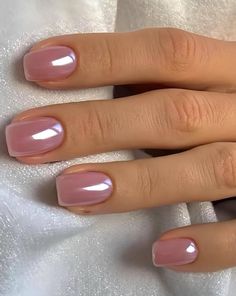 Short Gel Nails Clean Look, Nurse Appropriate Nails, Nails To Show Nail Tech, Chic Square Nails, Nails One Color Simple Classy, Classic Short Square Nails, French Tip Nails Gel Square, Pearly Nails Square, Sheer Dark Pink Nails