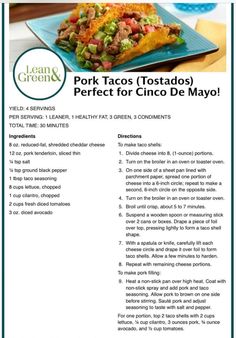 the recipe for pork tacos tostadas is shown