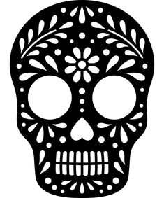 a black and white image of a sugar skull