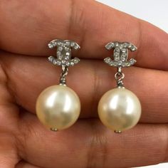 Authentic Chanel Pearl And Crystals Earrings Pre- Owned Good Condition ( See The Photos For More Details) Chanel Pearl, Crystals Earrings, Chanel Pearls, Crystal Earrings, Jewelry Earrings, Chanel, Womens Sizes, Women Jewelry, Crystals