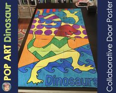 an image of a table runner made out of paper with dinosaurs on it and the words dinosaur