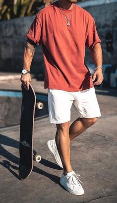 Mens Shorts Outfits, Mens Summer Outfits, Mens Casual Outfits Summer, Mens Trendy Outfits, Street Style Outfits Men, Mens Outfit Inspiration, Mens Fashion Streetwear, Cool Outfits For Men