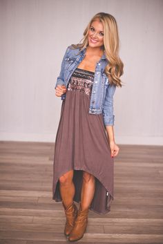 Dottie Couture Boutique - Destructed Denim Jacket , $52.00 (http://www.dottiecouture.com/destructed-denim-jacket/) Belly Pudge, Cowgirl Couture, Over Dress, Country Dresses, Country Fashion, Fall Dress, Cooler Weather, Country Girl, Country Outfits