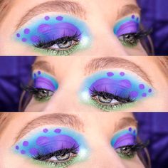 Sully Halloween Makeup, Sully Makeup Ideas, Sully Eye Makeup, Mike Wazowski Makeup Look, Mike Wazowski Makeup, Cute Monster Makeup