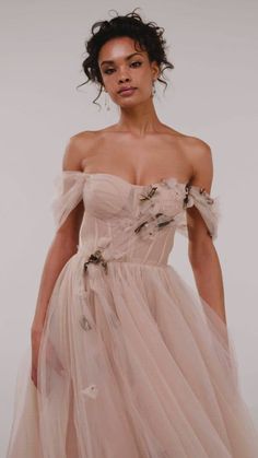 Off-the-shoulder midi gown with the tender embellishment ➤➤ Milla Dresses Midi Tulle Dress, Milla Dresses, Romantic Cocktails, Cocktail Dress Code, Midi Gown, Fancy Date Night, Off The Shoulder Wedding Dress, Midi Gowns, Shoulder Wedding Dress