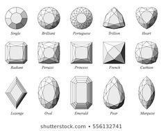 the different shapes and sizes of diamonds on a white background, each with their own name