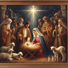 a nativity scene with the birth of jesus