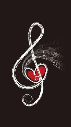 music notes with a heart and treble illustration