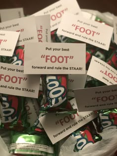 a pile of foot candy sitting on top of a table