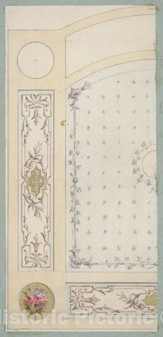 Art Print : Jules-Edmond-Charles Lachaise - Design for Painted Decoration of Wall or Ceiling Panels, Including The Word Frascati : Vintage Wall Art Pen And Ink Watercolor, French Pattern, Ceiling Panels, Ceiling Decor, Arabesque, Vintage Wall Art, Vintage Wall, Metropolitan Museum Of Art, Metropolitan Museum