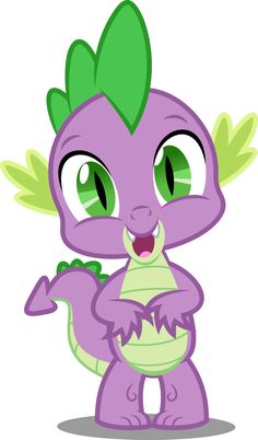 a purple dragon with green leaves on it's head and large eyes, standing in front of a white background