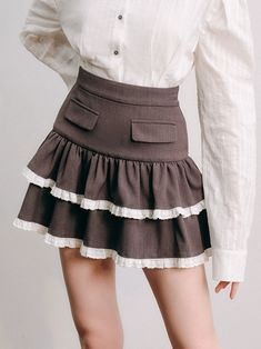 Puffy Skirt, Brown Skirts, Gray Skirt, Diy Inspiration, Gray Jacket, Skirt Pants, Skirt Length, Short Outfits, Mini Skirt