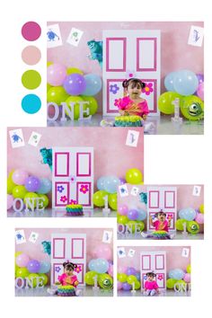 Sesion Monster Inc. #Backdropmonsterinc  #SesionMonsterinc #backdrop #Fotografa #Fotografia #Bebe #Fotografiainfantil #Fondomonsterinc #Boo #Mikewasowsky #sulivan Monsters Inc First Birthday Girl, Monster First Birthday, Baby Birthday Themes, Toy Story 3, Monster Birthday, 2 Birthday