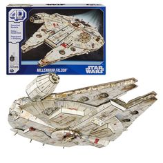 a star wars millennium falcon model in its box