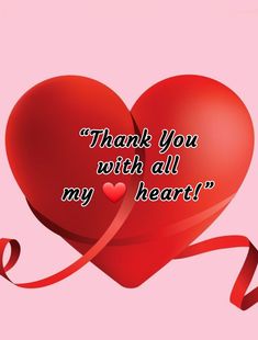 a red heart with the words thank you with all my heart