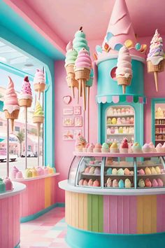 an ice cream shop filled with lots of colorful treats