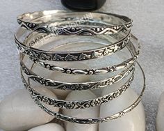 925 Sterling Silver Bangles, 6 Design Bangles, Stackable Bangles, Silver Bangle for Her/him, Handmade Bangles for Gift on Christmas, Gifts - Etsy Aesthetic Silver Jewelry, Upcycled Vintage Jewelry, Bangles Silver, Stackable Bangles, Dream Outfits, Gift Inspo, Piercing Ideas, Vintage Bangles, Handmade Bangles