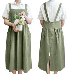 Florist Outfit, Pinafore Apron Dress, Florist Apron, Cooking Painting, Shop Painting, Branded Aprons, Long Slip, Florist Shop