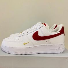 - Size In Women’s - Brand : Nike Air Force New Condition With Original Box Never Used Nike Air Force 1 Red, Custom Sneakers With Red Sole For Sports, Sporty Nike Air Force 1 With Red Sole, Casual Red Nike Air Force 1 Synthetic, Nike Air Force 1 Red Sports, Nike Air Force Red And White, Red Synthetic Nike Air Force 1 For Sports, Red Low-top Nike Air Force 1 Synthetic, Red Nike Shoes