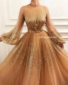 Aura Gleam Gown – Teuta Matoshi Gold Gowns, Teuta Matoshi, Soiree Dress, Brown Dress, Gold Dress, Tulle Dress, Fancy Dresses, Kimonos, Dream Dress